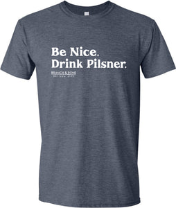 T-Shirt - 'BE NICE" Heather Navy
